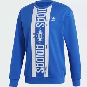 Adidas Blue Printed Scarf Crewneck Sweatshirt